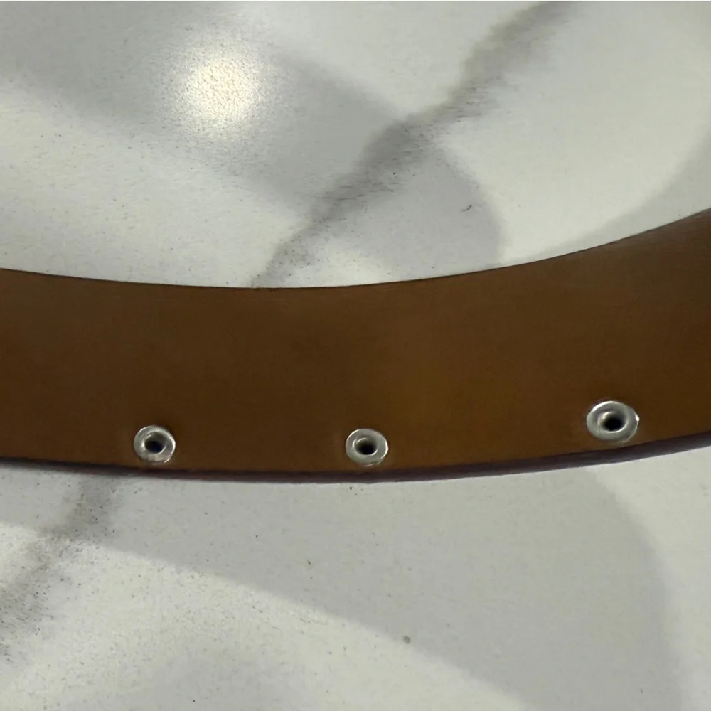 Western Style Brown and Cream Belt with Silver Buckle